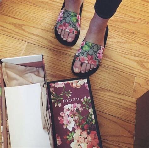 gucci floral shoes sale|Gucci flip flops with flowers.